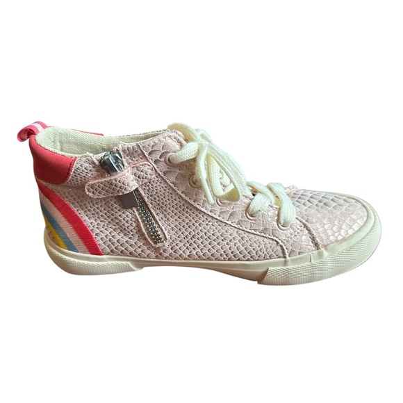 Joules Girls Metallic Snakeskin Pink Rainbow Sneakers Sz 3 - Picture 10 of 10